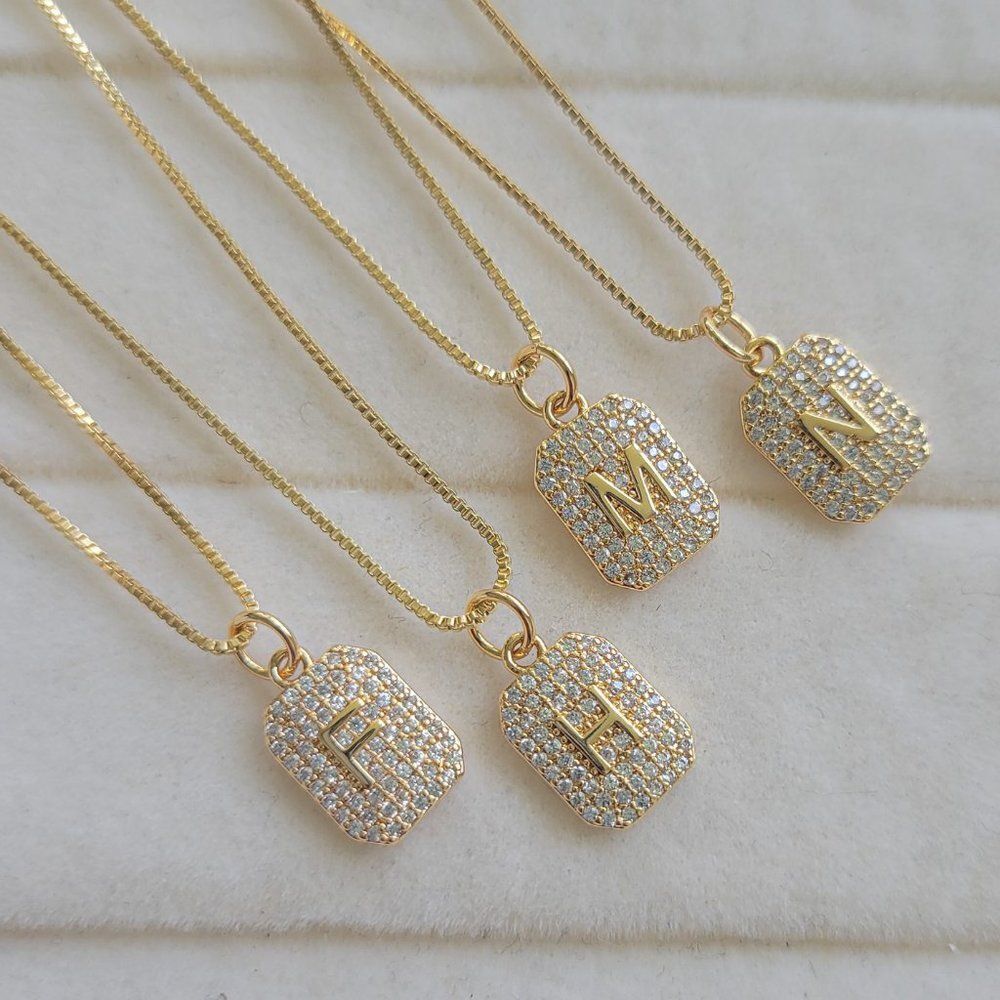 Gold Filled Initial Letter Necklace 18 Inch Box Chain